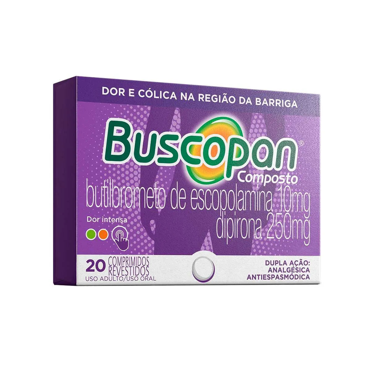 Buscopan Composto 10mg + 250mg 20 Comprimidos Cólicas Fortes