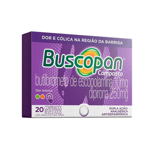 Buscopan Composto 10mg + 250mg 20 Comprimidos Cólicas Fortes