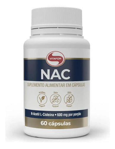 NAC Vitafor 60 Cáps. Suplemento Alimentar Original Sem Sabor