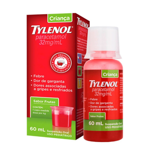 Tylenol Criança 60ml Suspensão Analgésico e Antitérmico Uso.