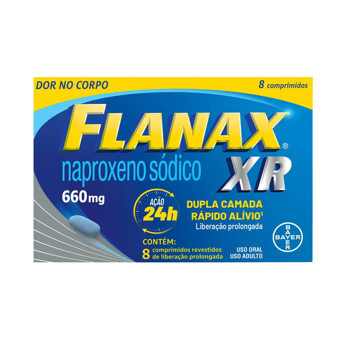 Flanax XR Naproxeno Sódico 660mg 8 Comp Bayer Analgésico Dor