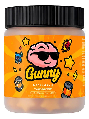 Gunny Gummy Foco Energia Sem Açúcar Sabor Laranja Suplemento