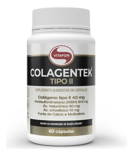Colagentek Tipo II Vitafor 60 Cápsulas - Colágeno Sem Sabor.