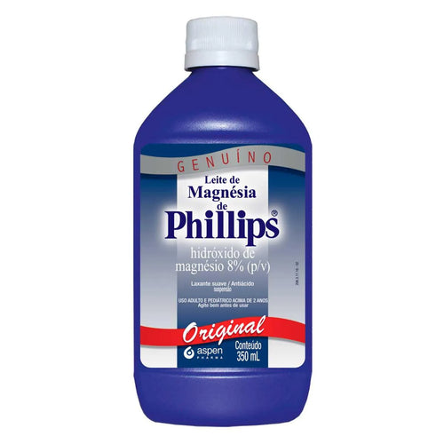 Leite de Magnésia Phillips Original 350ml Antiácido Laxante.