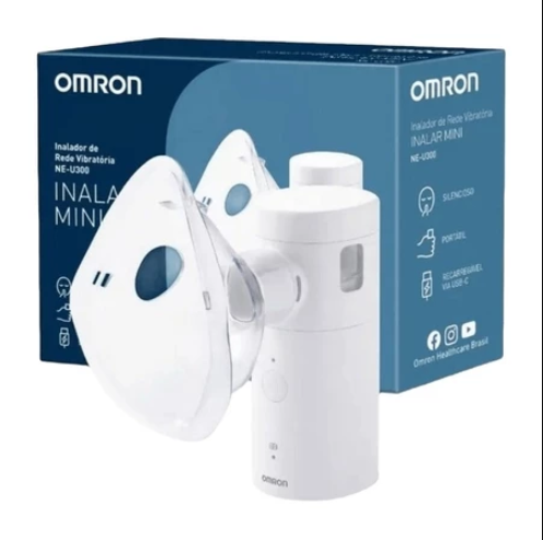 Mini Inalador Omron NE-U300 Silenc. Rede Vibratória Portátil
