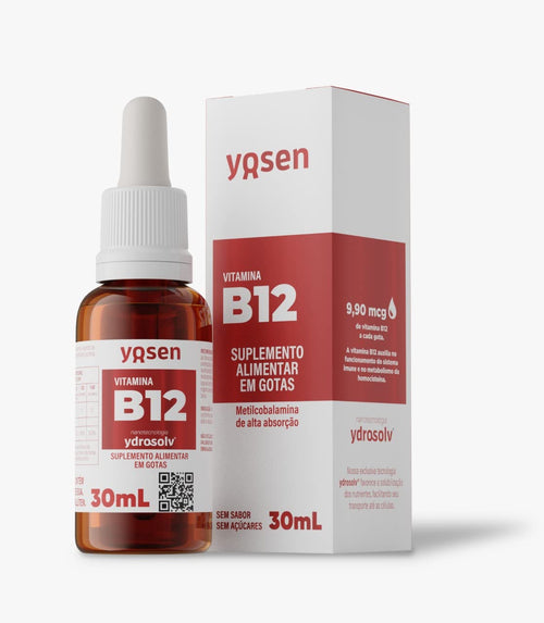 Vitamina B12 Ydrosolv Yosen 30 ml Gotas Suplemento Sem Sabor