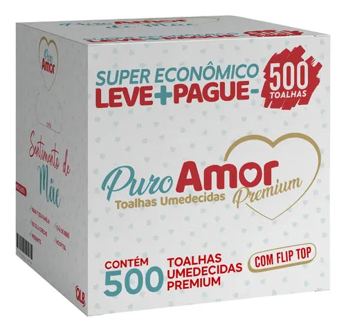 Lenços Umedecidos Puro Amor Premium Box 500 Toalhas Infantil