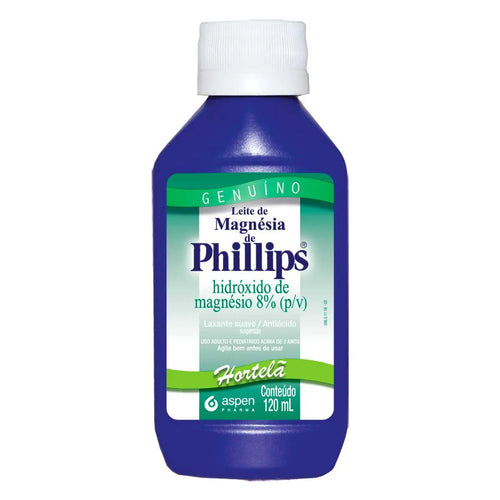 Leite de Magnésia Phillips Hortelã 120ml Hidróxido Magnésio.