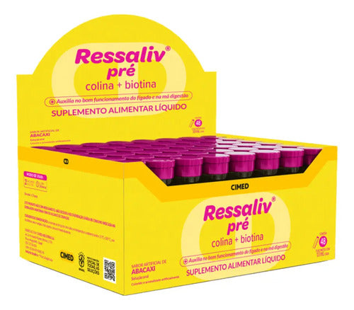 Ressaliv Pré Cimed 48 Flaconetes Colina Biotina VitB Abacaxi