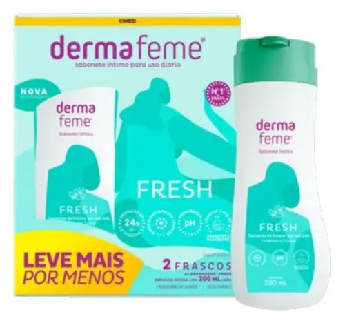 Kit Sabonete Íntimo Dermafeme Fresh 200ml 2 Unidades Higiene
