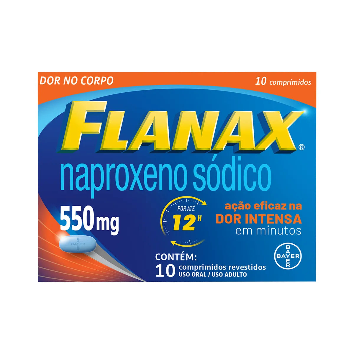Flanax Naproxeno Sódico 550mg 10 Comprimidos Analgésico Dor.