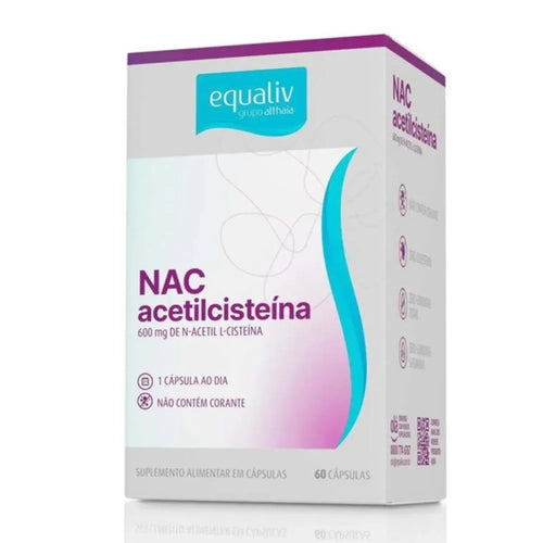 NAC Equaliv 600mg 60 Cápsulas Imunidade Suplemento Sem Sabor