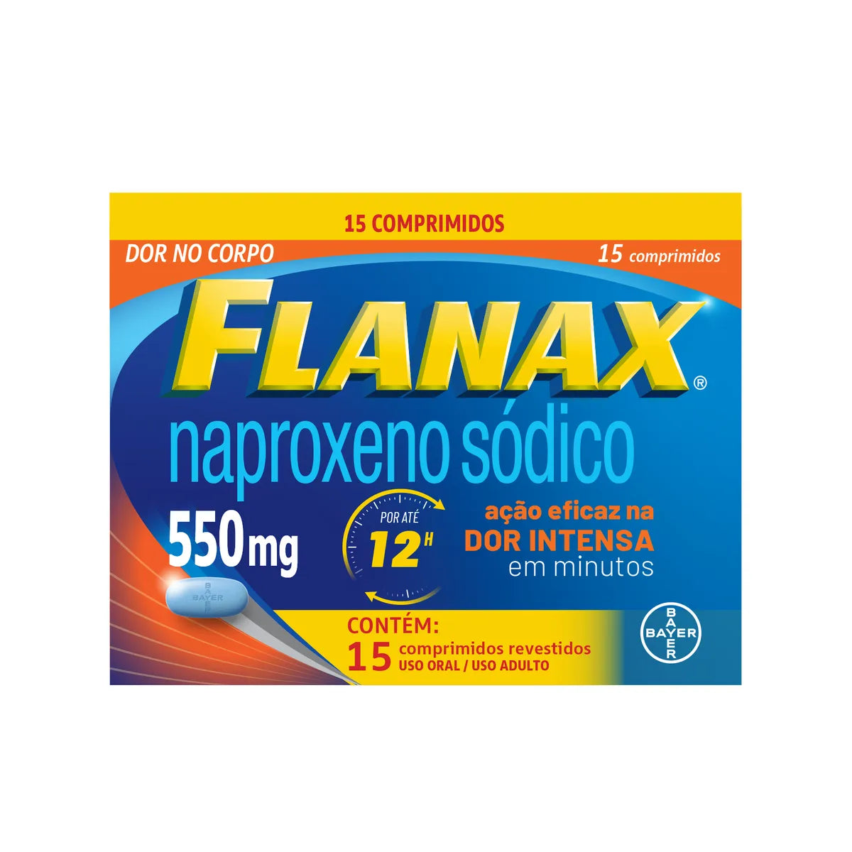 Flanax Naproxeno Sódico 550mg 15 Comprimidos Analgésico Dor.