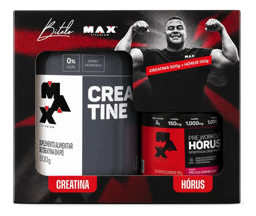 Kit Creatina 500g Pré Workout 150g Max Titanium Bitelo Supl.