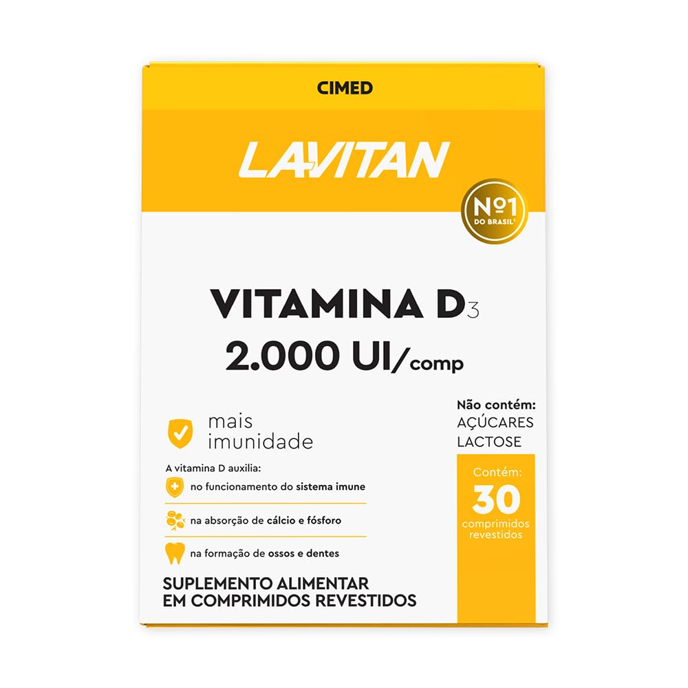 Lavitan Vitamina D 2.000UI 30 Comprimidos Sabor Laranja Supl