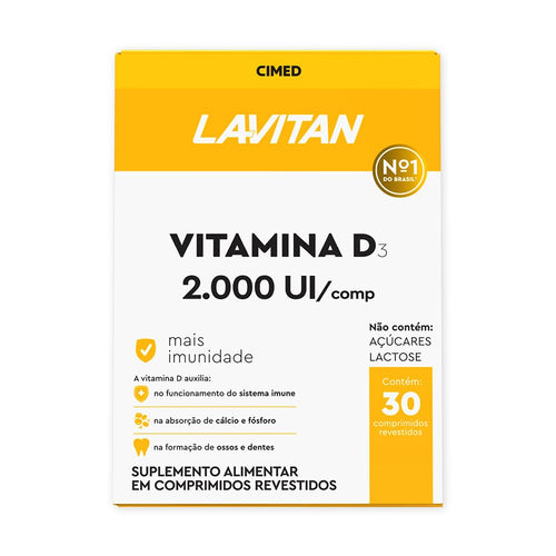 Lavitan Vitamina D 2.000UI 30 Comprimidos Sabor Laranja Supl