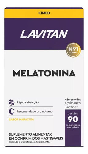 Melatonina Lavitan 90 Comp Dormir Melhor Sabor Maracujá Supl