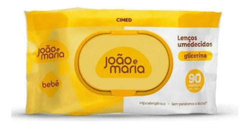 Lenço Umedecido Baby João e Maria Com Glicerina 90 Unidades.