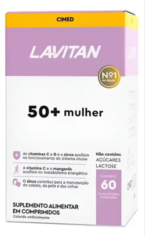 Lavitan 50+ Mulher 60 Comp Vitaminas Saúde Energia Sem Sabor