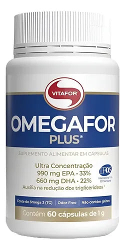 Omegafor Plus Ômega 3 Vitafor 60 Cápsulas EPA DHA Sem Sabor.