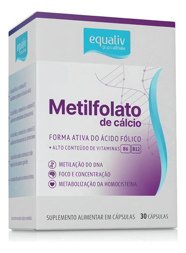 Metilfolato Equaliv B9 B12 30 Cáps - Ácido Fólico Sem Sabor.