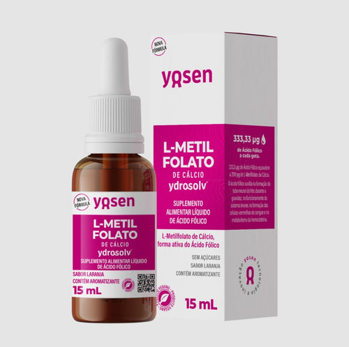 L-Metilfolato Ydrosolv Yosen 15ml - Gotas Sabor Laranja Supl