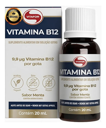 Vitamina B12 Metilcobalamina Vitafor Gotas 20 ml Sabor Menta