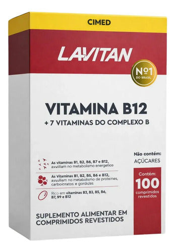 Lavitan Vitamina B12 Complexo B 100 Comprimidos - Sem Sabor.